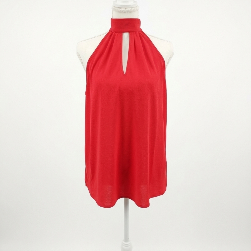 The Limited Red Halter Keyhole Blouse Medium